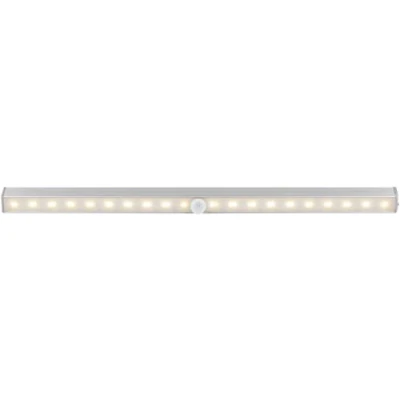 Immagine di goobay 58288 Barra luminosa a LED con rilevatore di movimento, 150 lumen, luce bianca calda (3000 K), ideale per armadi, vetrine, cassetti, corridoi, garage, colore: argento