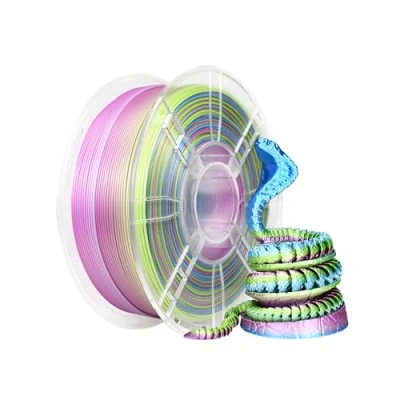 Immagine di iBOSS filamento PLA + a tre colori da 1,75 mm, per stampante 3D, PLUS +/ 0,02 1 kg/bobina, in seta colori, superficie lucida, giallo, viola blu