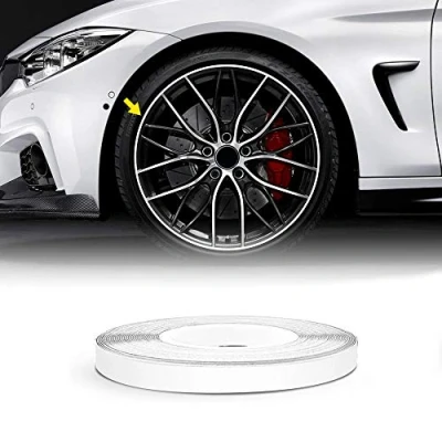 Immagine di 4R Quattroerre.it 10340 Wheel Trim Strisce Adesive Rifrangenti con Applicatore per Cerchi Auto, Bianco, 7 mm x 6 mt