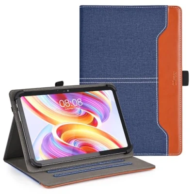 Immagine di DLveer Custodia Universale per Blackview Tab 90 WiFi 11 Pollici/Blackview 70 WiFi/Tab 30 10&quot;, Compatibile con Teclast T50/T40Air/T40HD/T45HD Tablet, Cover in Pelle PU Tablet 10 11&quot;, Blu