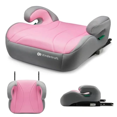 Immagine di Kinderkraft I BOOST Rialzo per sedile auto Size 135 150 cm, Seggiolino auto, installato con ISOFIX, Comodi braccioli, Facile da usare, Rosa