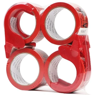 Immagine di QILIMA Nastro adesivo Attenzione vetro fragile 48 mm x 66 metri (4 rotoli)