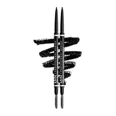 Immagine di NYX Professional Makeup Matita Sopracciglia, Micro Brow Pencil, a Doppia Punta, Automatica e Scovolino, Confezione da 2 Pezzi, Tonalità: Black