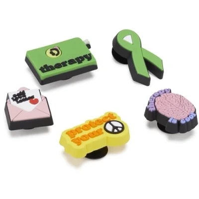 Immagine di Crocs Shoe Charm 5 Pack Personalize with Jibbitz for, Ciondolo per Scarpe Unisex, Mental Health, Taglia Unica