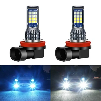 Immagine di yifengshun 2X bombillas H8/H11 blanco&amp;azul hielo 12V con 24SMD 3030 Chips H8 led antiniebla de coche para Luces delanteras circulación diurna DRL