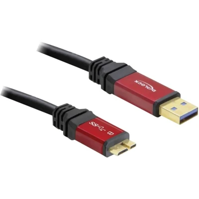 Immagine di Delock Cavo USB 3.2 Gen1 (USB 3.0) Spina A, Micro B 3.0 1.00 m Rosso, Nero contatti connettore dorati, Certificato UL 82760