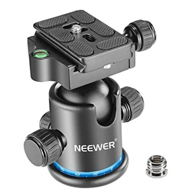 Immagine di NEEWER Testa a Sfera per Treppiede 36MM Panoramica 360 Piastra Sgancio Rapido Arca, Vite 1/4&quot; Filettato 3/8&quot;, Carico Massimo 17,6 lb/8 kg, Monopiede, Fotocamera DSLR, Videocamera (Blu)