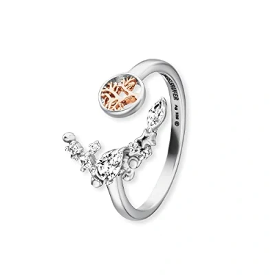 Immagine di Engelsrufer Anello da donna aperto in Argento Sterling tempestato di 7 zirconi regolabile senza nichel, misura unica, sterling, Zirconia cubica