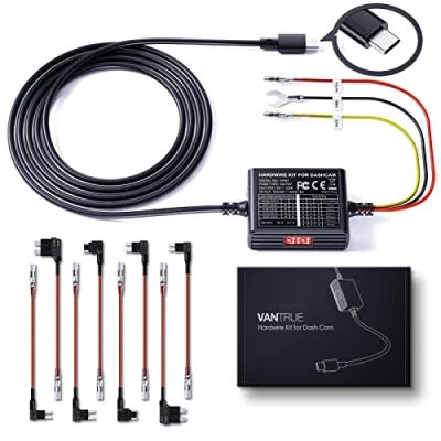 Immagine di VANTRUE kit di cavi USB C a 5 velocità, 3,5 mspostamento tipo C, cablaggio da 12V 24V 5V per Dash Cam con portafusibili, protezione bassa tensione Dashcam E3/ N4/ N4 Pro/ N5/ N2S