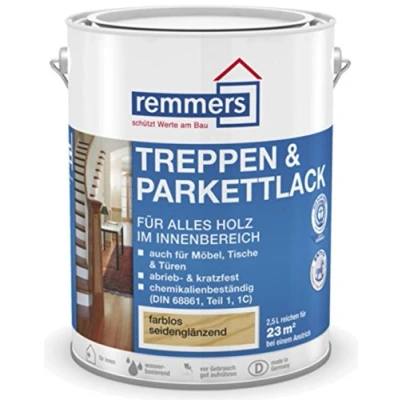 Immagine di Remmers vernice per scale e parquet incolore satinato opaco, 2,5 litri, sigillante a base d&#039;acqua legno all&#039;interno, pennello, resistente all&#039;abrasione al graffio
