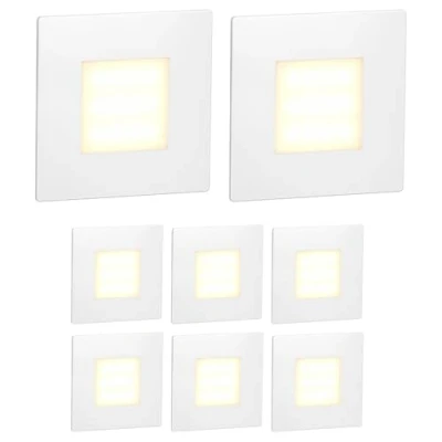 Immagine di ledscom.de 8 LED luce per scale/apparecchio da incasso FEX interni ed esterni, angolare, 85 x mm, bianco caldo