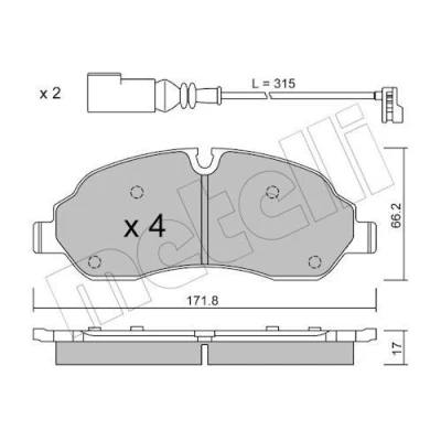 Immagine di METELLI 22 1032 0 Kit pastiglie freno Con contatto segnalazione usura FORD: Transit Custom V362 Van, Mk7 Bus