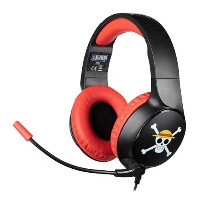 Immagine di Konix Cuffie da gioco cablate One Piece per PC, PS4, PS5, Switch, Xbox e Series XS Microfono Cavo 1,5 m Connettore jack 3,5 mm Modello Luffy