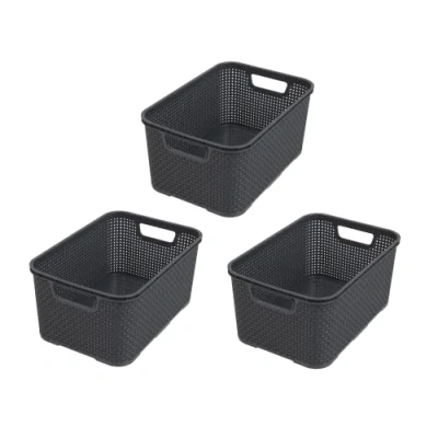 Immagine di BranQ Home essential Set di 3 cestini in Rattan, Misura M, 10 l, plastica PP, Antracite