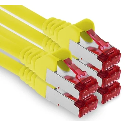Immagine di 1aTTack.de 5x 5m cavo patch CAT6 S/FTP schermatura PIMF CAT.6 di rete RJ45 Ethernet DSL router LAN switch modem pannello giallo 5 pezzi