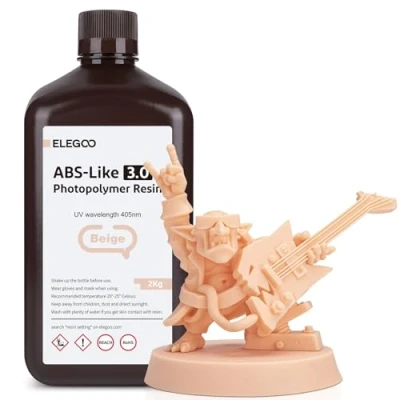Immagine di ELEGOO Resina ABS Like 3.0, LCD UV Rapida Alta Precisione, Non Brittle, Migliorata Forza e Durezza per LCD/DLP Stampante 3D Fotopolimerica, Beige 2000G