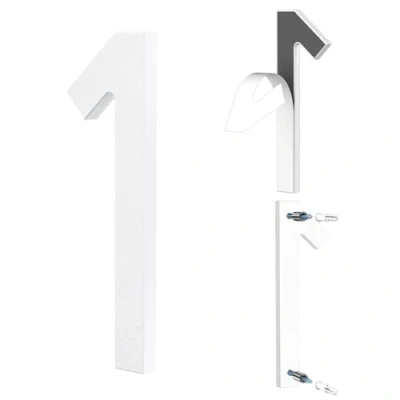 Immagine di Yafimea numero civico bianco, 15 cm, grande, in plastica ABS effetto 3D, 5