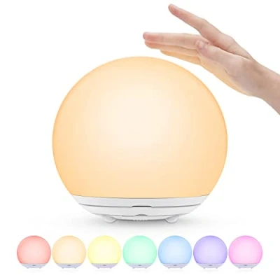 Immagine di Suright Luce Notturna Bambini,Lampada da Comodino Ricaricabile USB,Luce LED con Calda Dimmerabile Progressive&amp;Luce a 7 Colori,Touch&amp;Interruttore,Timer per Cameretta,Campeggio, Regalo