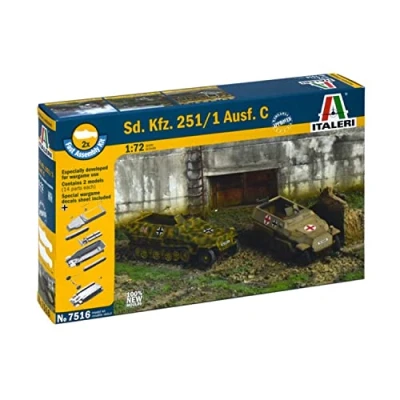 Immagine di Italeri 7516 Sd.Kfz.251/1 Ausf. D Fast Assembly (2 Pcs) Model Kit Scala 1:72