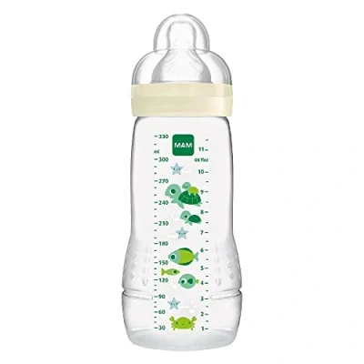 Immagine di MAM Biberon a partire da 4 mesi, 330 ml, con tettarella 3 flusso rapido in silicone, facile tenere mano, pulire, Easy Active, neutro brillante
