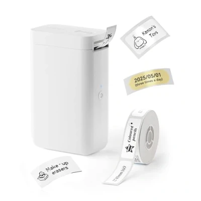 Immagine di NIIMBOT D101 Etichettatrice con 1 rotolo di nastro da 12 x 40 mm, stampante adesiva intelligente portatile, bianco