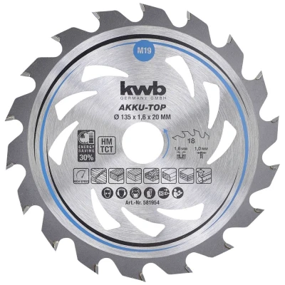 Immagine di kwb 581954 Lama circolare in metallo duro 135 x 20 1.0 mm Numero di denti: 18 1 pz.