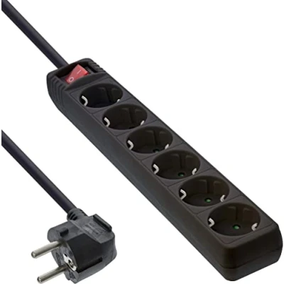 Immagine di InLine 16465T Ciabatta elettrica a 6 prese, con interruttore, 5 m, colore: Nero