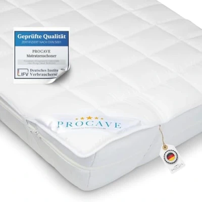 Immagine di PROCAVE Micro Comfort in Diverse Misure Made Germany Coprimaterasso Microfibra di Poliestere Soft Touch Adatto Anche per materassi a Molle e ad Acqua 140x190 cm