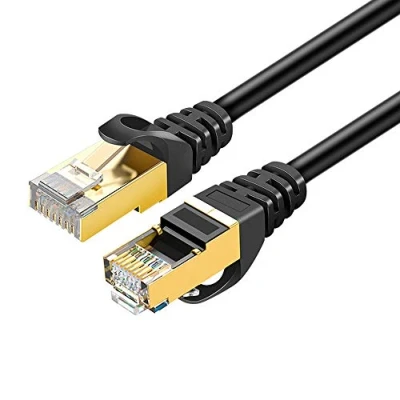 Immagine di Eono Cavo Ethernet Cat 7, RJ45 per Rete Piatto Cavi Internet Alta Velocità 10Gbps 600MHz Compatibile con PC, PS5, TV Box, Modem, Router, Panelli Patch (Black, 5M/16FT)