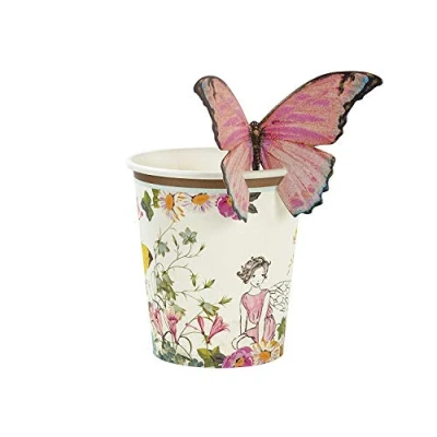 Immagine di Talking Tables TSFAIRY BFLYCUP Bicchiere di Carta USA e Getta con Farfalla, Tessuto, Multi Colour
