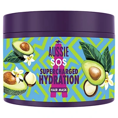 Immagine di Aussie, sos maschera capelli ingredienti di origine naturale, nutre e idrata, con oli noce macadamia, per danneggiati, confezione riciclabile, 450 ml