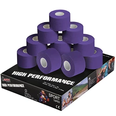 Immagine di ALPIDEX 12 x Sport Tape 3,8 cm 10 Nastro Adesivo Molti Colori 100% Cotone Non Elastico, Colore:Lilla