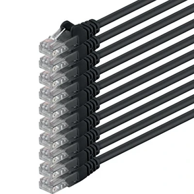Immagine di 1m nero 10 pezzi Rete Cavi Cat6 CAT 6 250MHz non contiene alogeni compatibile con 5e / CAT6a CAT7 100 1000 10000 Mbit s per switch, router, modem, Patchpannel, Access Point, pannelli di permutazione