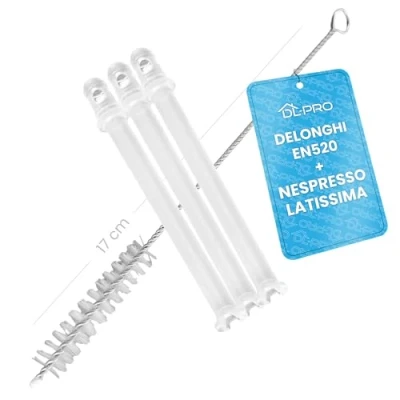 Immagine di DL pro 3x Tubo di aspirazione latte 101mm per DeLonghi 5313226701 EN520 Nespresso Lattissima Macchina da caffè con spazzola