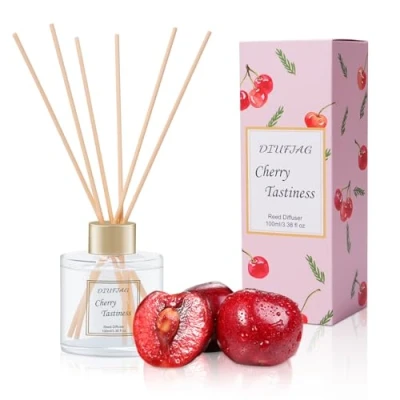 Immagine di Profumatore per Ambienti 100ml Ciliegia,Diffusore Profumo Ambiente con 6 Bastoncini di Fragranza,Diffusore Fragranze Bagno,Appartamento,Decorazione Della Casa