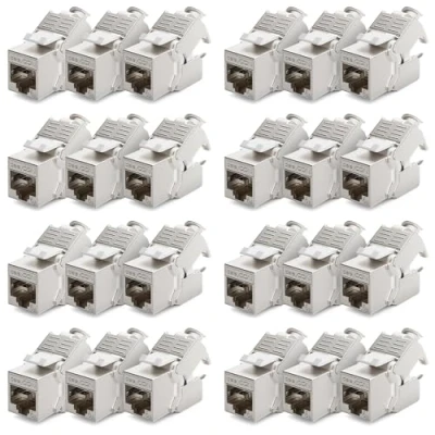 Immagine di deleyCON 24x Modulo Keystone Jack CAT6a Cavo Patch di Rete Connettore Schermatura STP Presa RJ45 Panel Estensione del Supporto