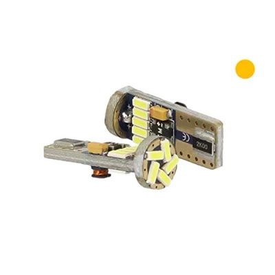 Immagine di Lampadina LED Canbus, T10 W5W, 15 SMD 4014, No Errore Check Luci 12V Senza Polarità, Arancione Amber