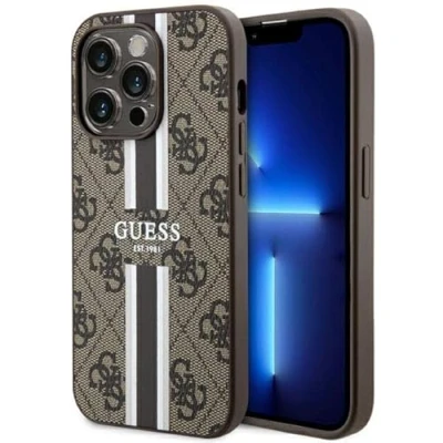 Immagine di GUESS GUHMP14XP4RPSW Custodia rigida per iPhone 14 Pro Max 6,7&quot;, motivo a strisce stampate 4G, colore: Marrone
