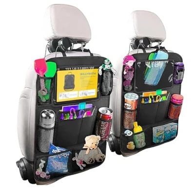Immagine di BillyBath Organizer Sedile Posteriore Auto, Multi Tasca Auto Proteggi Sedili Bambini Accessori Impermeabile e Resistente 2 Pezzi