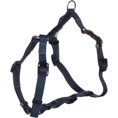 Immagine di Flamingo H Ziggi Imbracatura per cani blu scuro XS regolabile continuamente con anello legare un guinzaglio fibbia a scatto e pulsante di sicurezza