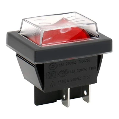 Immagine di Heschen interruttore a bilancino ON OFF DPST 4 morsetti rossi 16A 250VAC con copertura impermeabile (1)
