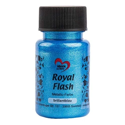 Immagine di ideen mit herz Colore acrilico metallico Royal Flash con riflessi metallici e particelle glitterati fini Vernice brillante metallizzata per gagliette 50 ml (blu brillante)