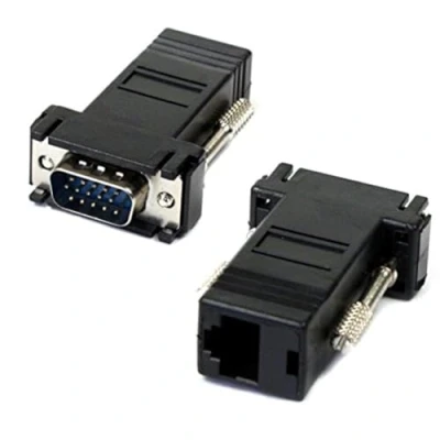 Immagine di JSER Connettore da VGA maschio a Ethernet, Lan, Cat5, Cat5e, RJ45 femmina, 2 pezzi.