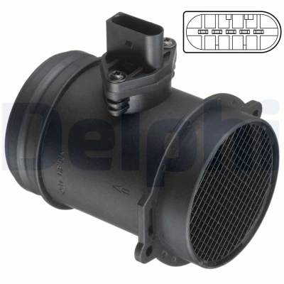 Immagine di DELPHI AF10560 12B1 Debimetro con alloggiamento AUDI: A6 C6 Avant, C5 Sedan
