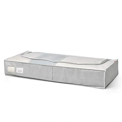 Immagine di Rayen Scatola d&#039;immagazzinaggio di biancheria e coperte per letto Sacco tela con lampo, reticola traspirabile, piegabile resistente Misure: 45 x 103 16 cm
