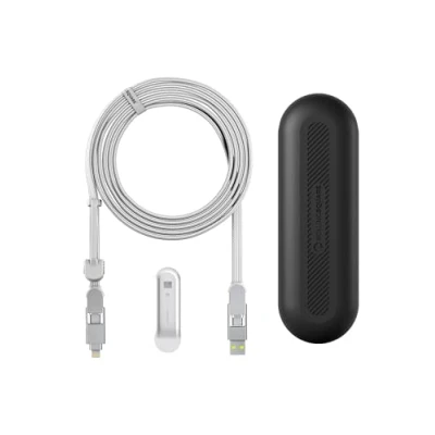Immagine di Rolling Square inCharge XL 300 cm Cavo Usb Type c, Universale Cellulare, Regalo Uomo, Caricatore Cellulare 6 in 1, Gadget Tecnologico, Bianco, Lightning da 100W