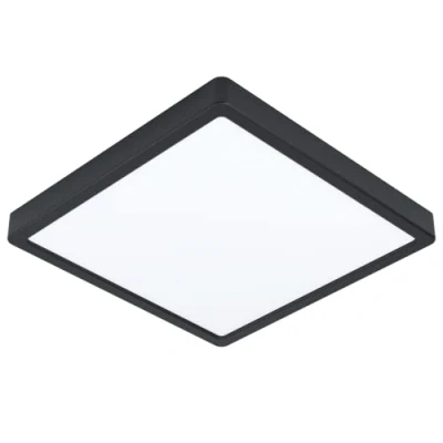 Immagine di EGLO Led plafoniera Fueva 5, luce da superficie, lampada soffitto bagno in metallo nero e plastica, superficie illuminata bianco, L x 28,5 cm, IP44