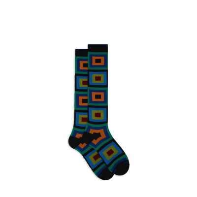 Immagine di Gallo WITH Concentric Square Motif Calzettoni, Uomo, Taglia: One Size, Navy