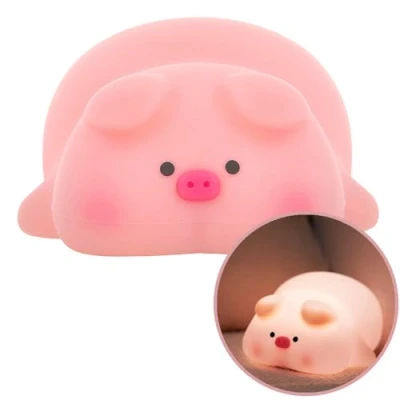 Immagine di FOREVER Light Luce Notturna LED Maialino Addormentato FNL 09 Bambini in Silicone 4 Modalità di Batteria da 1200mAh USB C Attivazione al Tocco Funzione Timer