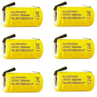 Immagine di 6 Batterie Accumulatore Ni Cd SC 1,2V 2000mAh Ricaricabile T. a Saldare (Confezione da Batterie)